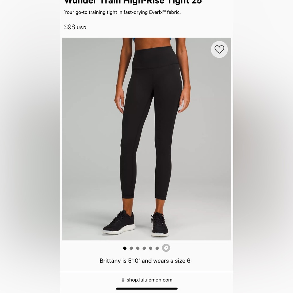 Like new Lululemon black wonder train HR 25”